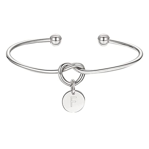 KAREN66 Armband für Damen Schmuck Vergoldeter Liebesknoten Initial Disc Armreif Alle 26 Buchstaben Alphabet Armreif Silberarmbänder für Damen Mädchen (SL6, One Size) von KAREN66