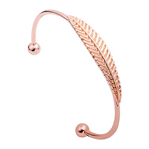 KAREN66 Armband personalisiert Sparkly Leaf Armreif Braut Hochzeit Armband Verstellbare Manschette Armbänder Gold Ton Frauen Mädchen Liebhaber Geschenke (Rose Gold, One Size) von KAREN66