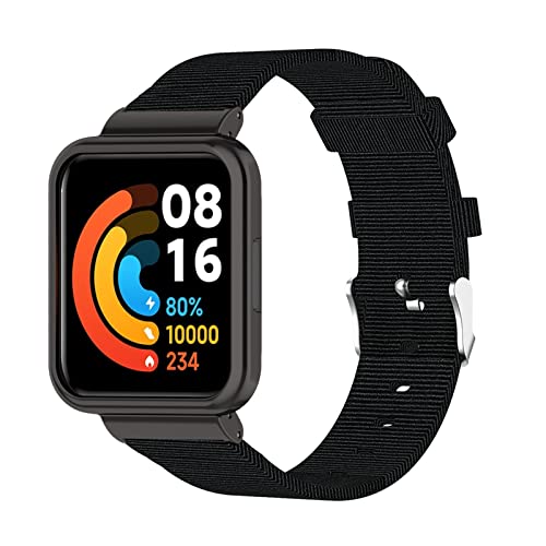 KAREN66 Canvas Armband Kompatibel mit Xiaomi Mi Watch Lite/Redmi Watch Wechselarmbänder - Weiches Leinwand Replacement Wechselarmband Ersatzarmband für Xiaomi Mi Watch Lite Uhrenarmband (Schwarz) von KAREN66