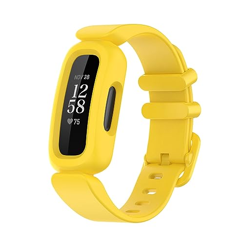 KAREN66 Ersatzbänder für Fitbit Inspire 2 Armband, Silikonarmband Wasserdichte Sportbänder Kompatibel mit Fitbit Inspire 2 Wechselarmband Damen Jungen Mädchen (Gelb) von KAREN66