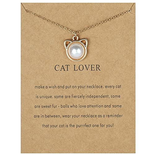 KAREN66 Fashion Elegantes Katze Kette Damen Katze Anhänger Halskette Tier Anhänger Karte Verschluss Kette Katze Halskette Geschenk Mädchen (Gold-2, One Size) von KAREN66