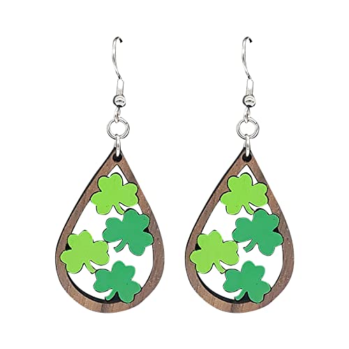 KAREN66 Happy St. Patricks Day Holz Ohrringe Damen Mädchen Regenbogen Ohrringe Ohrhänger Funny Ohrstecker Ohrschmuck Frau Mädchen (B, One Size) von KAREN66