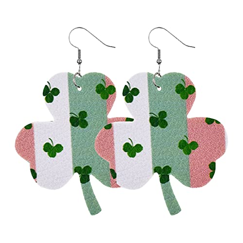 KAREN66 Happy St. Patricks Day Ohrringe Damen Mädchen Grün Kleeblatt Ohrhänger Irish Ohrstecker Ohrschmuck Frau Mädchen (B, One Size) von KAREN66