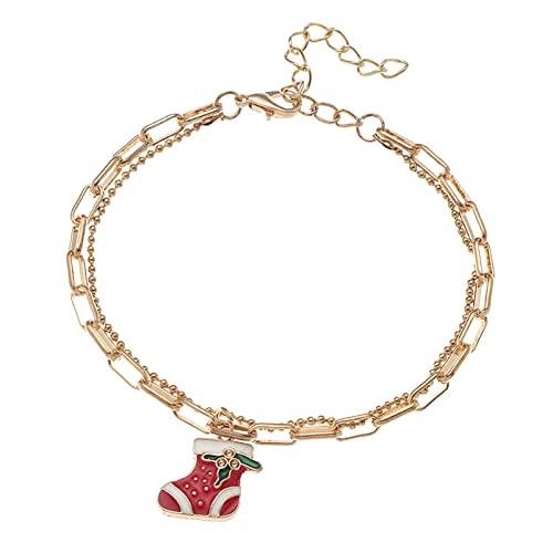 KAREN66 Luxuriöses schlankes Armband für Damen Weihnachtsschmuck Einfache Kette Anhänger Weihnachtsarmband Weihnachtsschmuck Weihnachtsperlenarmband Mode Persönlichkeit (Red, One Size) von KAREN66