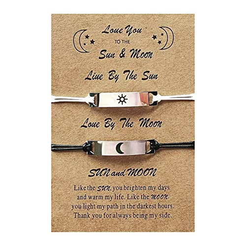 KAREN66 Partner Armbänder mit Charm, Sonne Mond Charm Armbänder für Paare Herren Damen Handgemachte Geflochtene Seil Verstellbare Armbänder Paar Freundschaft Schmuck (A, One Size) von KAREN66