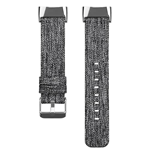 KAREN66 Stoff Armband Kompatibel mit Fitbit Charge 6 Armband, Atmungsaktiv Woven Ersatz Armband Kompatibel mit Fitbit Charge 6/Charge 5 für Damen Herren, Klein Groß (L, Grau) von KAREN66