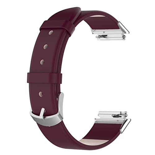 Leder Armband Kompatibel mit Huawei Band 7 Armband - Weiches Leder Ersatz Armbänder für Huawei Band 7 Smartwatch, Herren Damen (Weinrot) von KAREN66