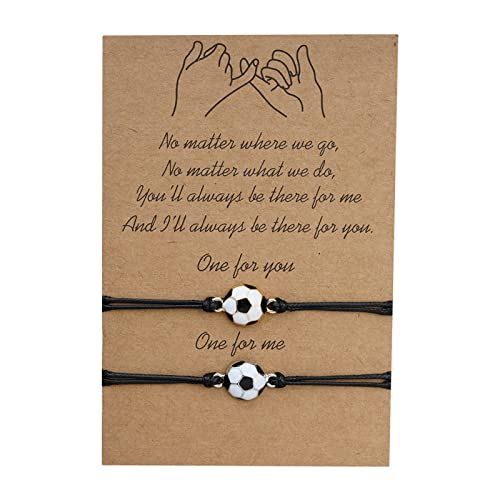 Luxuriöses schlankes Armband für Damen Fußball-Form-Karte Best Friend Armbänder Paare Armbänder für 2 Passende für Sie und Ihn Liebhaber Armband Schmuck für Freundschaft Beziehung Freund (C, One Size) von KAREN66