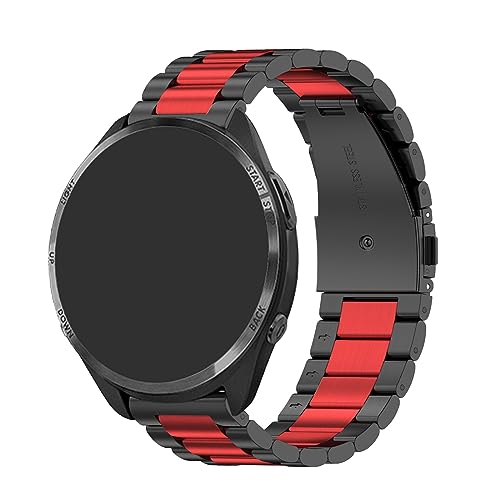 Metallarmband Kompatibel mit Huawei Watch GT 4 46mm Armband, Metall Ersatzarmband Wasserdicht Edelstahl Replacement Wrist Strap Zubehör Uhrenarmband für Damen & Herren (Schwarz/Rot) von KAREN66