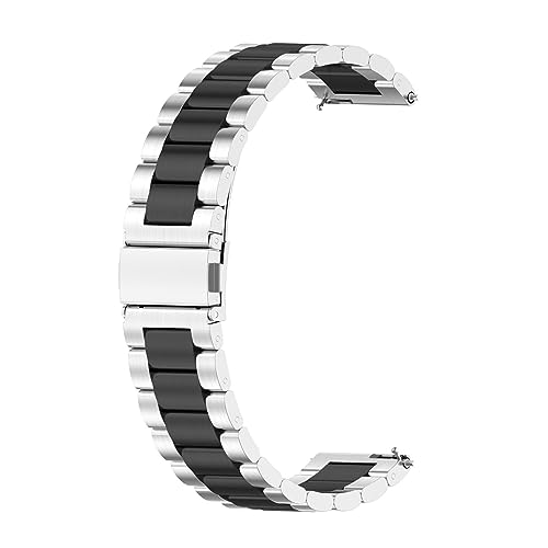 Metallarmband Kompatibel mit Withings ScanWatch 2 42mm Armband, Verstellbares Edelstahl Metall Ersatzarmband für ScanWatch 2 42mm, Herren Damen (Silber/Schwarz.) von KAREN66
