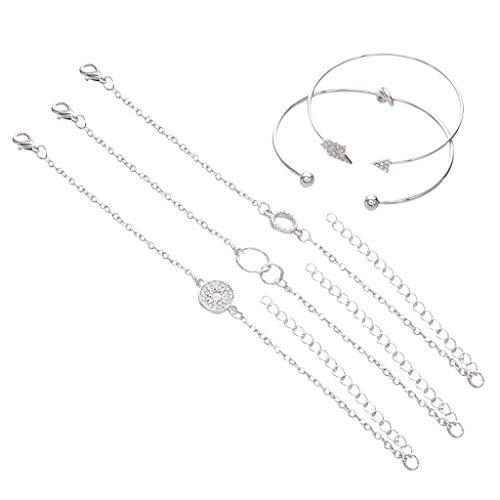 Personalisierbare Armbänder Herren Damen Armband 5-teiliges geometrisches Armband für Teenager Halloween Weihnachten Valentinstag (Silver, One Size) von KAREN66