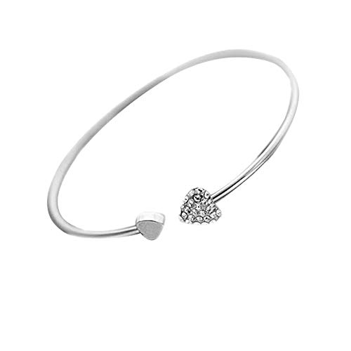 Personalisierbare Armbänder Herren Damen Armband Armbänder Kristallarmband Liebesöffnung für Frauen Armbänder 2019 Herz Kristallmode Armbänder Halloween Weihnachten Valentinstag (Silver, One Size) von KAREN66