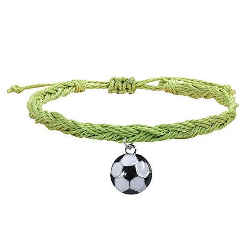 Personalisierbare Armbänder Herren Damen Armband Fußball Charm Armbänder Fußball Party Favors Schwarz Rot Weiß Armbänder Fußball Perlen Einstellbar Inspirierend Ball Halloween (AA, One Size) von KAREN66