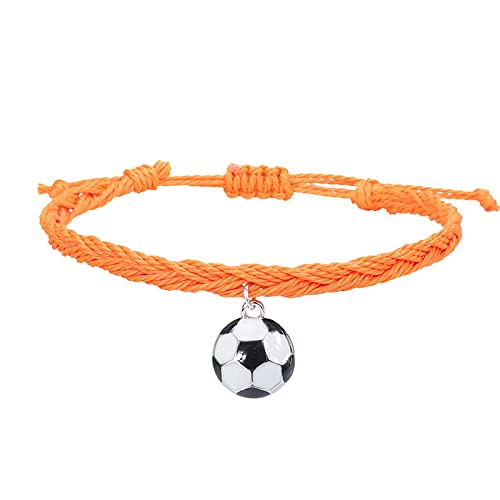 Personalisierbare Armbänder Herren Damen Armband Fußball Charm Armbänder Fußball Party Favors Schwarz Rot Weiß Armbänder Fußball Perlen Einstellbar Inspirierend Ball Halloween (X, One Size) von KAREN66