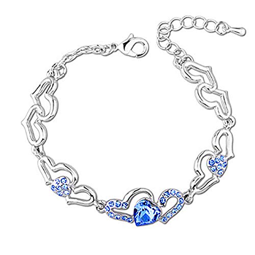 Personalisierbare Armbänder Herren Damen Armband Kristalle Armband Schmuck Schmuck Armbänder beliebte Armreifen Herz Armbänder Armkettchen Armreif Armbänder (Blue, One Size) von KAREN66