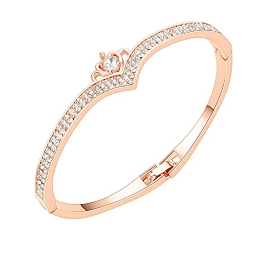 Personalisierbare Armbänder Herren Damen Armband Mode Mädchen Beliebte Rose Gold Armband Ring Europa und die Vereinigten Staaten Mode Herzform Verkrustete Armband Halloween (Rose Gold, One Size) von KAREN66