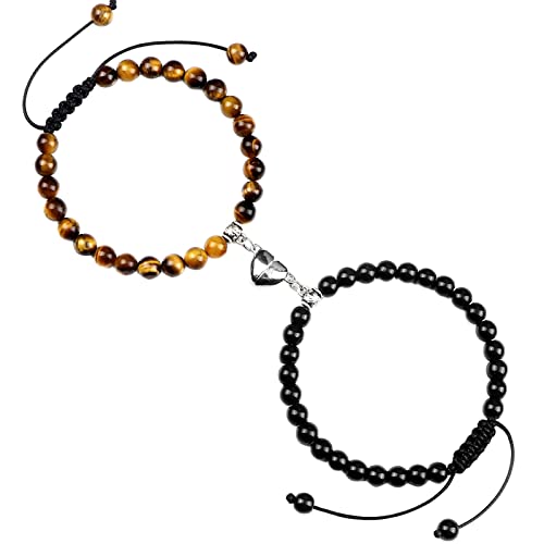 Personalisierbare Armbänder Herren Damen Armband Perlenarmband Lava verwitterter geflochtener Schmuck für Damen und Paare für Studenten Halloween Weihnachten Valentinstag (D, One Size) von KAREN66