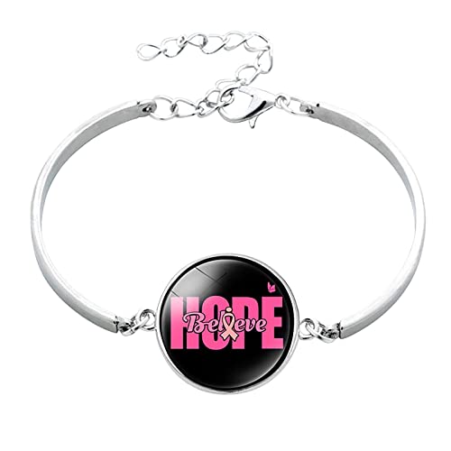 Personalisierbare Armbänder Herren Damen Armband Pflege für Frauen Armband Frauen verstellbar Edelstahl Herz Link Brustkrebs Armbänder Halloween Weihnachten Valentinstag (F, One Size) von KAREN66