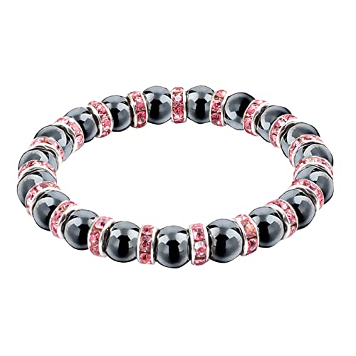 Personalisierbare Armbänder Herren Damen Armband Schwarzes Gallenstein-Perlen-Armband einzelnes Kreis-Armband-Schmuck-Paar-Armband Halloween Weihnachten Valentinstag (E, One Size) von KAREN66