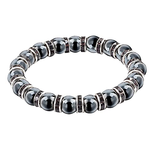 Personalisierbare Armbänder Herren Damen Armband Schwarzes Gallenstein-Perlen-Armband einzelnes Kreis-Armband-Schmuck-Paar-Armband Halloween Weihnachten Valentinstag (F, One Size) von KAREN66