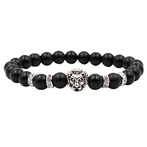 Personalisierbare Armbänder Herren Damen Armband Stretch-Männermode und Schwarze Silberarmbänder Frauen-einfache Kopfpeeling-Armbänder Armkettchen Armreif Armbänder (Silver, One Size) von KAREN66