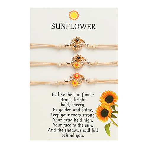 Personalisierbare Armbänder Herren Damen Armband Sunflower Promise Bracelets Best Friend Distance Freundschaftsarmbänder Geschenke für Frauen Teen Girls 3PCS Halloween Weihnachten (Gold, One Size) von KAREN66