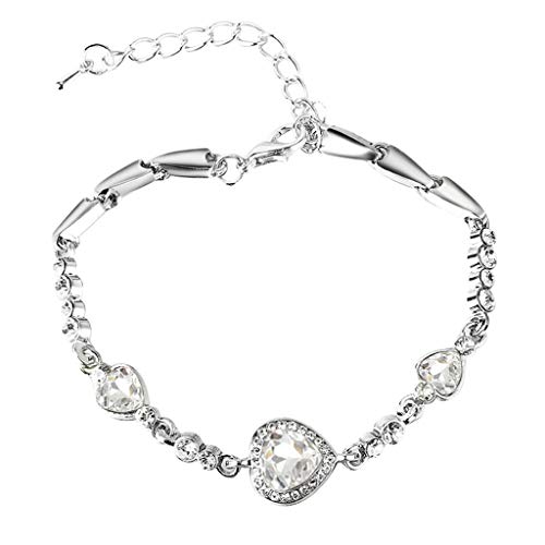 Personalisierbare Armbänder Herren Damen Armband Tag Armreif Kristall Schmuck Hochzeit Frauen Valentinstag Liebe Armband Braut Armbänder Armschmuck (F, One Size) von KAREN66