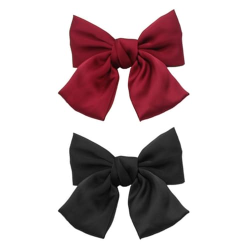 Schleifen Haarspangen Damen Mädchen Bogen Haarspange Haarschleifen Haarschmuck Große Bow Haarnadeln Haarklammer für Party Hochzeit Halloween Karneval Maskerade Make up (Schwarz+Rot) von KAREN66