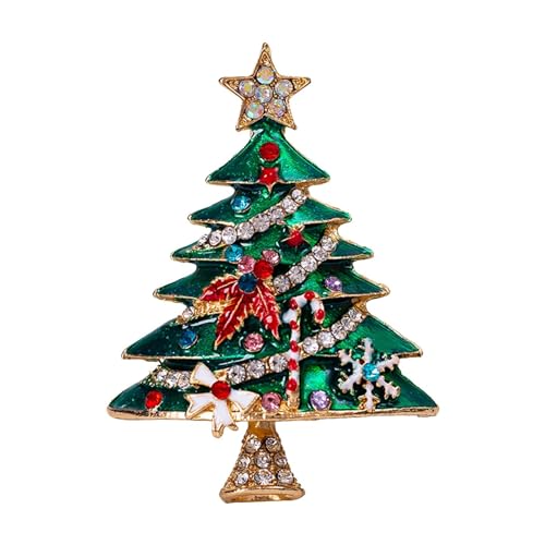 Strass Weihnachtsbaum Brosche Weihnachten Christmas Tree Pin Weihnachtsbaum Anstecker Kristall Anstecknadeln Damen Herren Weihnachten Abzeichen Schmuck Deko (A) von KAREN66