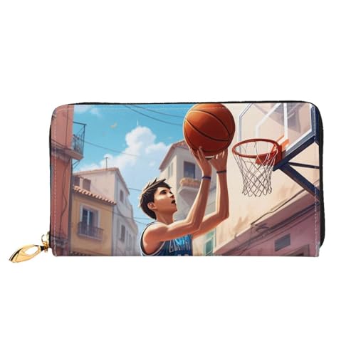 KARFPP Rechteckige Geldbörse mit Cartoon-Marienkäfer-Blumendruck, luxuriös, modisch und funktional, Geschenk für jeden Anlass, Basketball Sport, Einheitsgröße von KARFPP