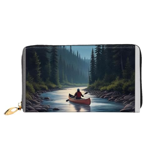 KARFPP Rechteckige Premium-Geldbörse mit Eisbär-Druck, luxuriös, modisch und funktional, Geschenk für jeden Anlass, Moonlit Canoe River, Einheitsgröße von KARFPP