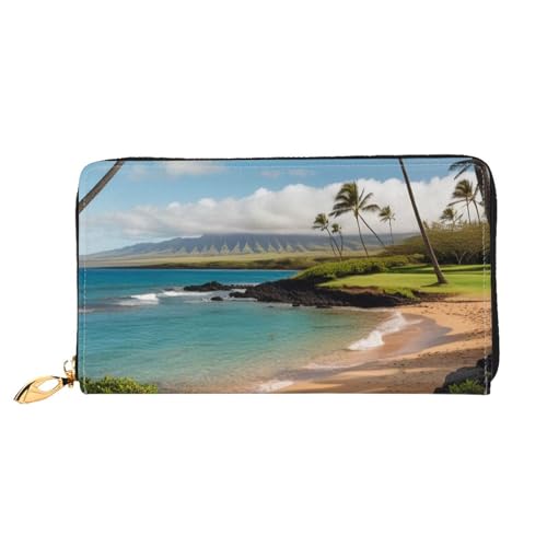 KARFPP Rechteckige Premium-Geldbörse mit Indianer-Druck, luxuriös, modisch und funktional, Geschenk für jeden Anlass, Kauai Hawaii Seashore, Einheitsgröße von KARFPP