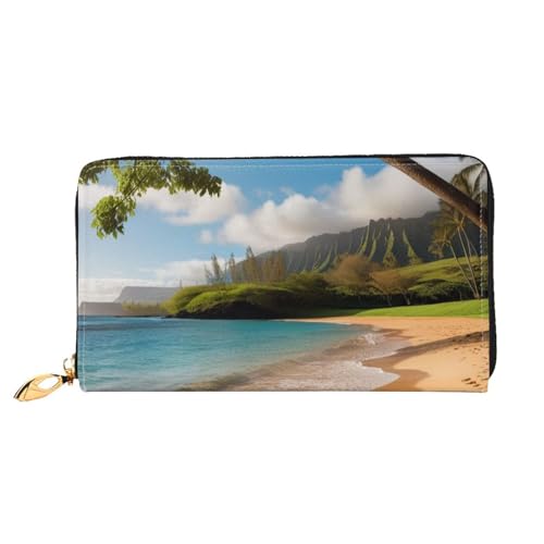 KARFPP Rechteckige Premium-Geldbörse mit rotgoldenem und rosa Aufdruck, luxuriös, modisch und funktional, Geschenk für jeden Anlass, Hawaii Beach, Einheitsgröße von KARFPP