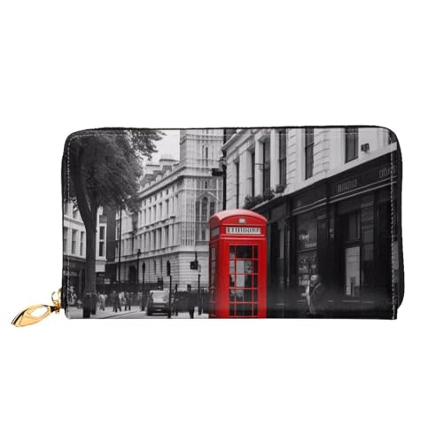 KARFPP Red Phone Booth London Street Print Premium rechteckige Geldbörse – luxuriös, modisch und funktional – Geschenk für jeden Anlass, Rote Telefonzelle London Street, Einheitsgröße von KARFPP