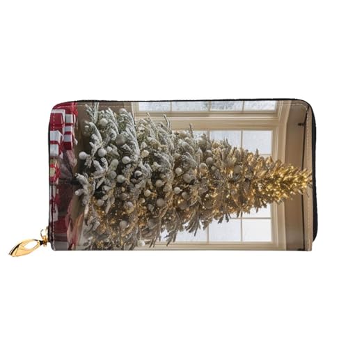 KARFPP Red Phone Booth London Street Print Premium rechteckige Geldbörse – luxuriös, modisch und funktional – Geschenk für jeden Anlass, Weihnachtsbaum Schnee, Einheitsgröße von KARFPP