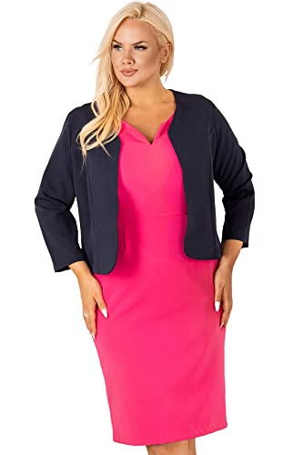 KARKO - Bolerojäckchen ADELAJDA I Übergröße (Plus Size) Damen Bolero Jacke I Kurzes I Ohne Verschluss I mit Körperbetontem Schnitt I 7/8-lange Ärmel I Passt zu Jeder Figur von KARKO