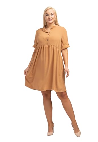 KARKO - Cocktailkleid Dalia I Übergröße (Plus Size) Damen Kleid I mit Ausgestelltem Rockteil I Locker und Weit Geschnitten I V-Ausschnitt I 3/4-Lange Ärmel I Ohne Futter von KARKO