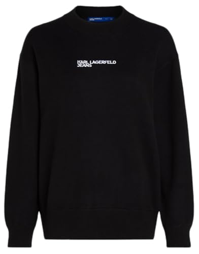 KARL LAGERFELD JEANS, Damen, Strickpullover Mit Logo, Relaxed Fit, Schwarz, L von KARL LAGERFELD JEANS