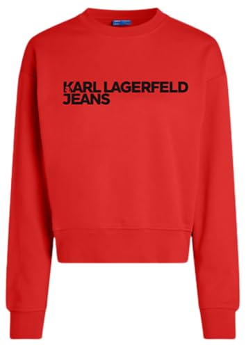 KARL LAGERFELD JEANS, Damen, Essential Logo Sweat, Regular Fit, Pompeian Red, L von KARL LAGERFELD JEANS