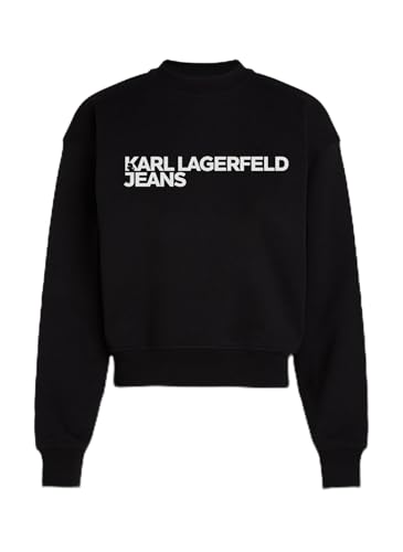 KARL LAGERFELD JEANS Damen Essential Logo Sweat Regular Fit, Schwarz, XL von KARL LAGERFELD JEANS