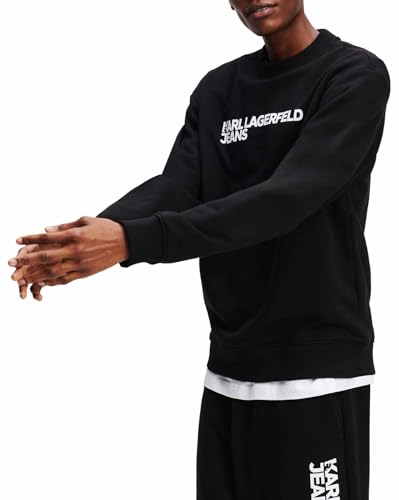 KARL LAGERFELD JEANS Herren Essential Logo Sweat Normale Passform, Schwarz, XL von KARL LAGERFELD JEANS