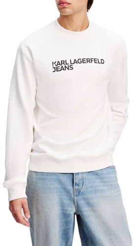 KARL LAGERFELD JEANS, Herren, Essential Logo Sweat, Regular Fit, Weiß, L von KARL LAGERFELD JEANS