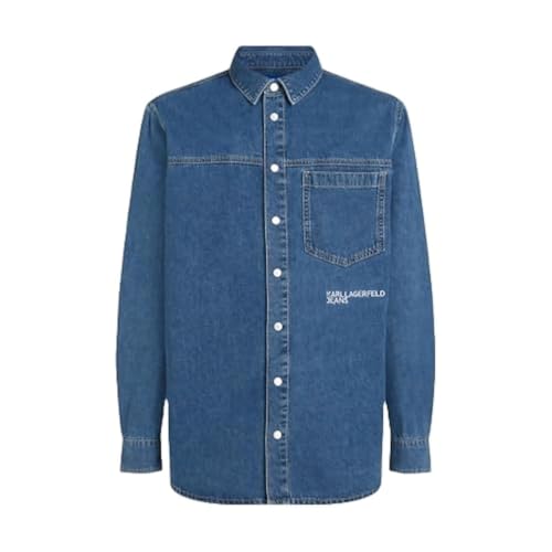 KARL LAGERFELD JEANS Herren Regular Denim Hemd Regular Fit, Blau, M von KARL LAGERFELD JEANS