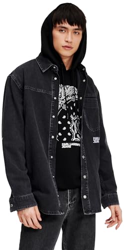 KARL LAGERFELD JEANS, Herren, Regular Denim Hemd, Normale Passform, Mittelgrau, L von KARL LAGERFELD JEANS