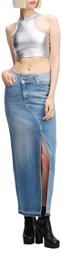 KARL LAGERFELD JEANS, Damen, Jeans-Maxirock, Normale Passform, Verwaschenes Mittelblau, L von KARL LAGERFELD JEANS