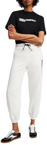 KARL LAGERFELD JEANS Damen Essential Logo Slim Sweatpant Slim Fit, Weiss, XS von KARL LAGERFELD JEANS