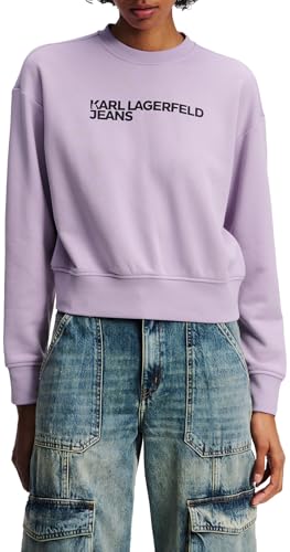 KARL LAGERFELD JEANS Damen Essential Logo Sweat Regular Fit, Lila, M von KARL LAGERFELD JEANS