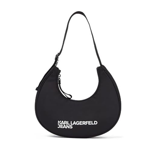 KARL LAGERFELD JEANS Damen Essential Nylon Moon Bag Schwarz, One size von KARL LAGERFELD JEANS