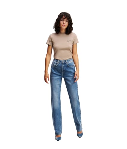 KARL LAGERFELD JEANS, Damen, High Rise Straight Denim, Gerades Bein, Verwaschenes Mittelblau, 2430 von KARL LAGERFELD JEANS