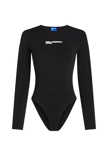 KARL LAGERFELD JEANS Damen LangarmBodysuit Mit Rundhalsausschnitt Figurbetonte Passform, Schwarz, XS von KARL LAGERFELD JEANS